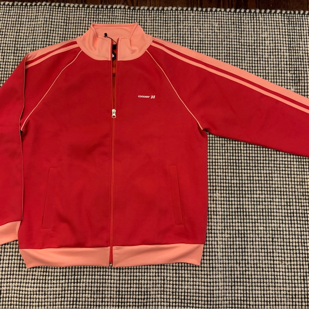 Coolway Vibrant Red and Orange Retro warmup Jacket  NWT